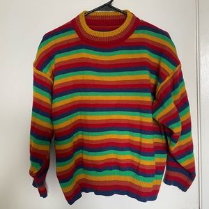 RAINBOW KNITTED STRIPED SWEATER (fits multiple sizes!)